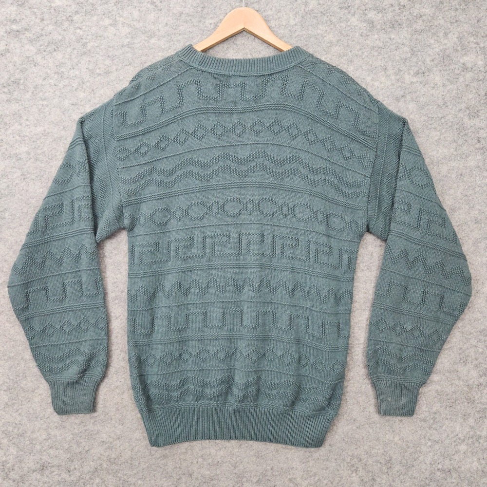 Windsor Shirt Company Men's Green Sweater‎ Size M 100% Cotton Geometric Textured - Picture 9 of 9